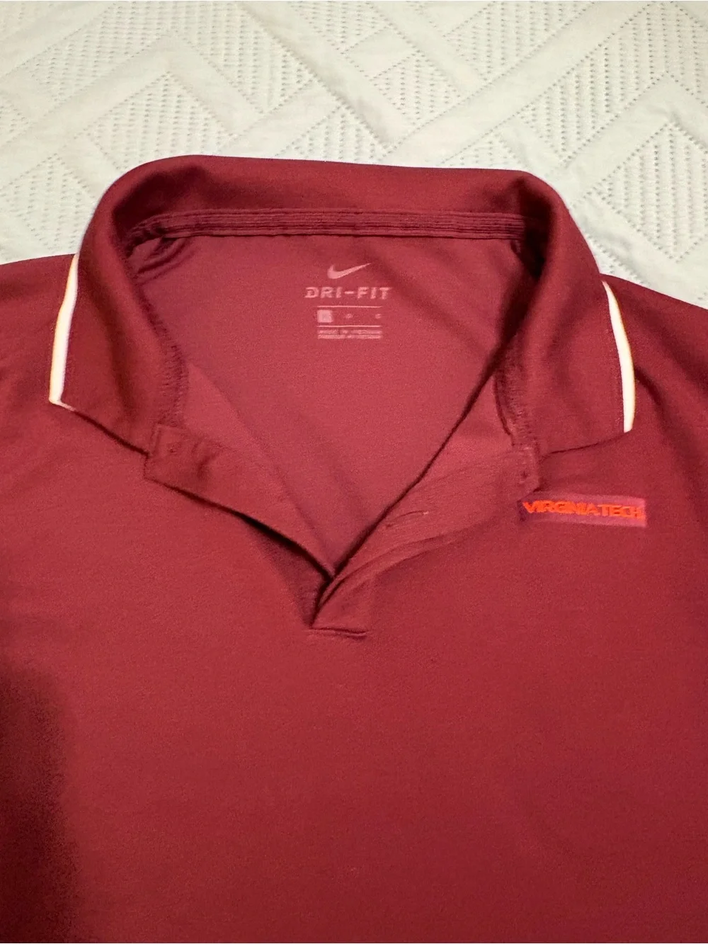 Nike Virginia Tech Hokies Dri-fit Polo Shirt Short Sleeves Maroon Size L
